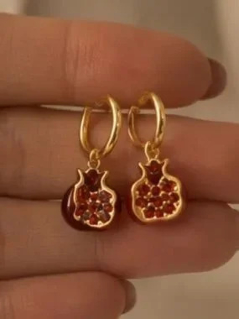 Pomegranate Charm Hoop Earrings